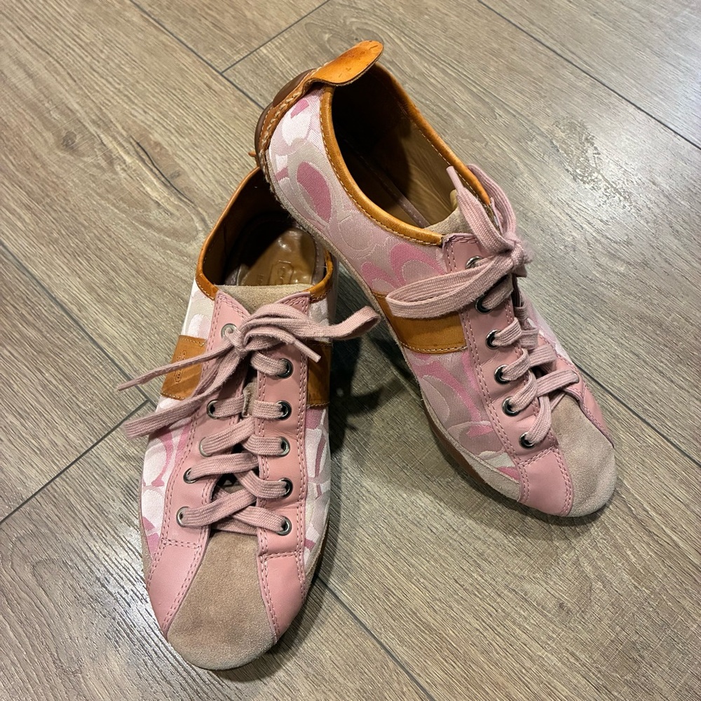 Coach Pink and Tan Women's Casual Sneakers, 9 - Picture 2 of 12